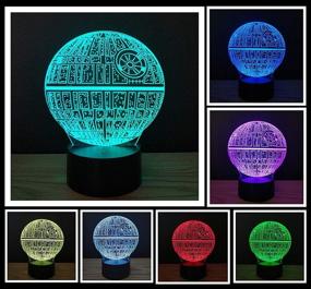 img 3 attached to 🌟 Death Star 3D Illusion Night Lights - Touch Switch, 7 Color Change, USB Powered LED Desk Lamp - Ideal for Home Decor or Holiday Gifts