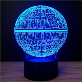 img 4 attached to 🌟 Death Star 3D Illusion Night Lights - Touch Switch, 7 Color Change, USB Powered LED Desk Lamp - Ideal for Home Decor or Holiday Gifts