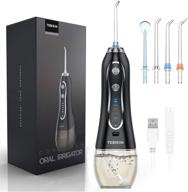 🚰 portable cordless water flosser with gravity ball for effective oral cleaning - 5 tips, 5 levels, ipx7 waterproof, 300ml capacity - perfect for dental care at home or travel logo