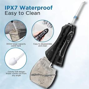 img 1 attached to 🚰 Portable Cordless Water Flosser with Gravity Ball for Effective Oral Cleaning - 5 Tips, 5 Levels, IPX7 Waterproof, 300ML Capacity - Perfect for Dental Care at Home or Travel