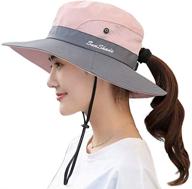 👒 stylish ponytail women's summer sun bucket hats: uv protection, wide brim, and foldable for safari, hiking, beach, and fishing логотип