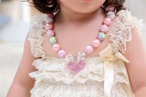 img 1 attached to Stunning Glitter Heart Chunky Bubblegum Bead Necklace & Bracelet Set: Gorgeous Fashion Jewelry with Gift Box from vcmart