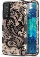 samsung galaxy s21 ultra (7.1) - mybat pro tuff series three piece protective case, military-grade certified, phoenix flower design in 2d rose gold and black logo