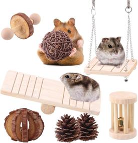 img 4 attached to Hilitchi Hamster Natural Wooden Chinchilla