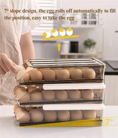 img 2 attached to Refrigerator Egg Holder with Automatic Rolling | Brown Transparent Drawer Egg Storage Box | Fridge Organizer for Household | Stackable Smart Devil Egg Container with Lid (Two Layers)