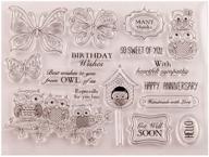 versatile clear stamp: owl, butterfly, happy anniversary & 🦉 birthday - ideal for scrapbooking, photo albums, and card making logo