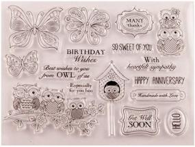 img 2 attached to Versatile Clear Stamp: Owl, Butterfly, Happy Anniversary & 🦉 Birthday - Ideal for Scrapbooking, Photo Albums, and Card Making