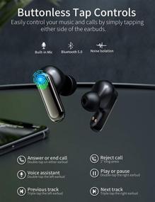 img 2 attached to 🎧 Беспроводные наушники AVWOO с чехлом для зарядки - Bluetooth 5.0, сенсорное управление, HiFi звук, влагозащищенные, шумоподавление, быстрая зарядка - идеально подходят для спорта, путешествий, работы