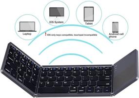 img 2 attached to 🔋 Folding Bluetooth Keyboard with Touchpad: Aurtec's Portable Rechargeable Mini Keyboard for PC Tablet, Samsung, Android, iOS, Smartphone-Dark Gray