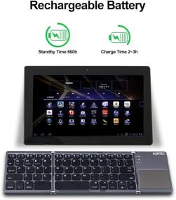 img 1 attached to 🔋 Folding Bluetooth Keyboard with Touchpad: Aurtec's Portable Rechargeable Mini Keyboard for PC Tablet, Samsung, Android, iOS, Smartphone-Dark Gray