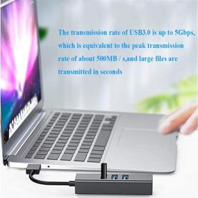 img 2 attached to 🔌 Ultra-Slim 3-Port USB 3.0 Hub with USB to Ethernet Adapter for Mouse, Keyboard, U Disk, MacBook, TV Box, Lenovo Yoga, Samsung Tablet, Microsoft Surface, USB Flash Drives, Mobile HDD, and More