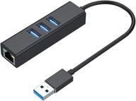 🔌 ultra-slim 3-port usb 3.0 hub with usb to ethernet adapter for mouse, keyboard, u disk, macbook, tv box, lenovo yoga, samsung tablet, microsoft surface, usb flash drives, mobile hdd, and more логотип