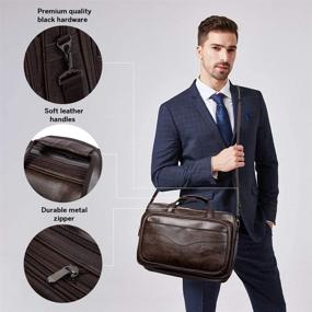 img 3 attached to 👜 Stylish and Versatile BROMEN Leather Briefcase: Ideal 15.6 inch Laptop Messenger Bag for Business Travelers