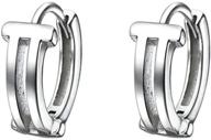 ✨ stylish minimalist 8mm cartilage small hoop earrings: s925 sterling silver 18k white gold plated smiley t huggie hoops for women & girls - simple fashion jewelry logo