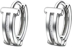 img 4 attached to ✨ Stylish Minimalist 8mm Cartilage Small Hoop Earrings: S925 Sterling Silver 18K White Gold Plated Smiley T Huggie Hoops for Women & Girls - Simple Fashion Jewelry