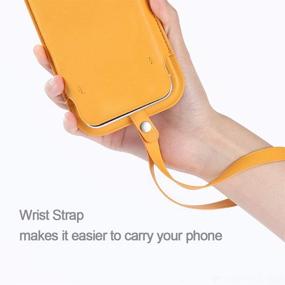 img 2 attached to 📱 ALA7 Baltic Blue Artificial Leather Sleeve with MagSafe and Wrist Strap for iPhone 12 Mini - Supports Wireless Fast Charge and Card Holder