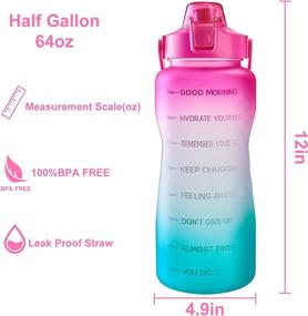 img 3 attached to 💧 64oz Motivational Water Bottle with Time Marker, Straw, and Leakproof Design - Tritan BPA-Free, Ideal for Fitness, Gym, and Outdoor Sports