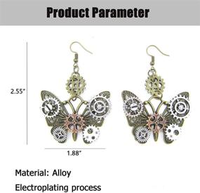 img 3 attached to MINIDUO Steampunk Gears Earrings: Vintage Butterfly-shape Antique Bronze Drop Dangle for Women & Girls