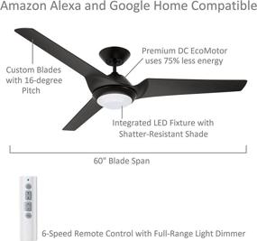 img 3 attached to Kathy Ireland Home Sweep Eco WiFi Smart Ceiling Fan 60 Inch, Barbeque Black - Enhance Your Space with Luminance's Stylish and Energy-Efficient Ceiling Fan