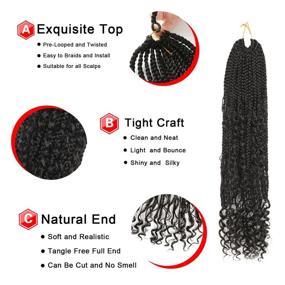 img 2 attached to 16-inch Goddess Box Braids Crochet Hair with Curly Ends (1B) - 7-pack Crochet Braids for Black Women