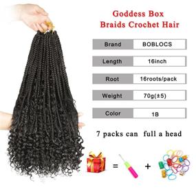 img 3 attached to 16-inch Goddess Box Braids Crochet Hair with Curly Ends (1B) - 7-pack Crochet Braids for Black Women
