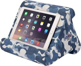 img 4 attached to 🔵 Flippy iPad Tablet Stand - Multi-Angle Portable Lap Pillow for Home, Work & Travel - Three Viewing Angles for iPads, Tablets & Books - Blue Camou