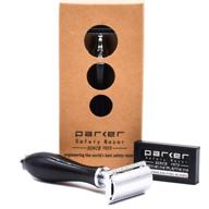 🪒 parker safety razor 111 b: high-performance double edge razor with ebony black handle and premium blades for a professional shaving experience logo