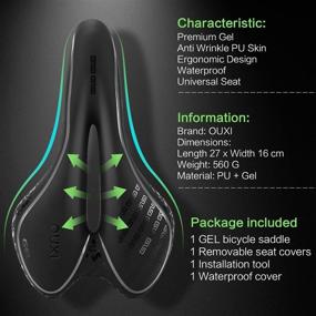 img 3 attached to 🚲 OUXI Comfort Bike Seat: Gel Padded Saddle for Ultimate Comfort, Shock Absorption, and Waterproofing | Perfect for MTB, Road, Exercise Bikes [Men, Women, and Ladies]