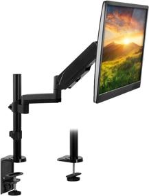 img 4 attached to 🖥️ Mount-It! Single Monitor Arm Mount - Adjustable & Articulating Gas Spring Desk Stand for 19-32" VESA Compatible Computer Screens - Full Motion & Stability with C-Clamp and Grommet Base