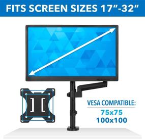 img 2 attached to 🖥️ Mount-It! Single Monitor Arm Mount - Adjustable & Articulating Gas Spring Desk Stand for 19-32" VESA Compatible Computer Screens - Full Motion & Stability with C-Clamp and Grommet Base