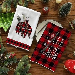 img 2 attached to 🎄 Artoid Mode Red & Black Buffalo Plaid Christmas Ornament Car Tree Kitchen Towels and Dish Towels, 18" x 28" Winter Holiday Ultra Absorbent Drying Cloth Tea Towels for Cooking Baking - Set of 4