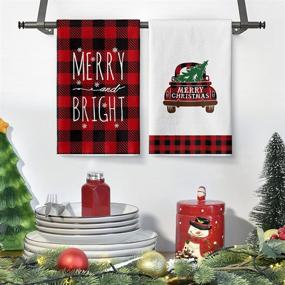 img 1 attached to 🎄 Artoid Mode Red & Black Buffalo Plaid Christmas Ornament Car Tree Kitchen Towels and Dish Towels, 18" x 28" Winter Holiday Ultra Absorbent Drying Cloth Tea Towels for Cooking Baking - Set of 4