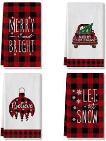 img 4 attached to 🎄 Artoid Mode Red & Black Buffalo Plaid Christmas Ornament Car Tree Kitchen Towels and Dish Towels, 18" x 28" Winter Holiday Ultra Absorbent Drying Cloth Tea Towels for Cooking Baking - Set of 4