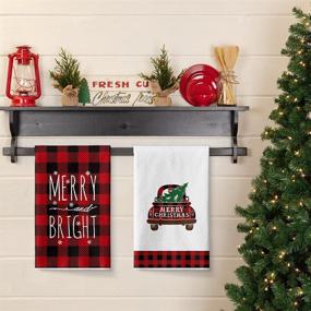 img 3 attached to 🎄 Artoid Mode Red & Black Buffalo Plaid Christmas Ornament Car Tree Kitchen Towels and Dish Towels, 18" x 28" Winter Holiday Ultra Absorbent Drying Cloth Tea Towels for Cooking Baking - Set of 4