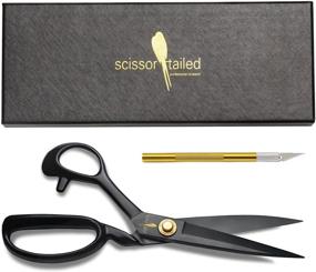 img 4 attached to Sewing Scissors 9 inch + Free Hobby Knife: Strong Industrial Heavy Duty Blades for Fabric, Leather, and More- Perfect for Home, Office, Art, and School Projects