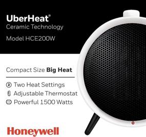 img 3 attached to Honeywell HCE200W White UberHeat Ceramic Heater: Energy Efficient, Space Saving Portable Heating Appliance with 2 Heat Settings & Adjustable Thermostat for Living Room, Bedroom, Office
