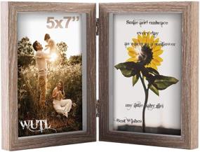 img 4 attached to 🖼️ Double Hinged MDF Wood Grain Shadow Box Picture Frame with Glass Front - Vertical Tabletop Stand