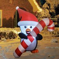 🎅 5 ft penguin outdoor christmas inflatable with cane - goosh blow up yard decoration clearance | led lights built-in for holiday/christmas party, yard & garden логотип