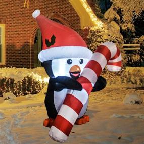 img 3 attached to 🎅 5 FT Penguin Outdoor Christmas Inflatable with Cane - GOOSH Blow Up Yard Decoration Clearance | LED Lights Built-in for Holiday/Christmas Party, Yard & Garden