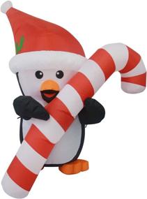 img 1 attached to 🎅 5 FT Penguin Outdoor Christmas Inflatable with Cane - GOOSH Blow Up Yard Decoration Clearance | LED Lights Built-in for Holiday/Christmas Party, Yard & Garden