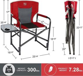 img 2 attached to 🪑 Red TIMBER RIDGE Lightweight Aluminum Frame Camping Folding Director's Chair with Side Table - Supports 300lbs - Portable Outdoor