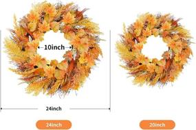 img 3 attached to 🍂 Dazzle Your Home with DDHS 24” Fall Harvest Wheat Wreaths for Front Door – Perfect Autumn Thanksgiving Décor for Indoor and Outdoor Spaces!