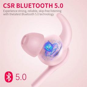 img 2 attached to 🎧 SAN.COMO Wireless Bluetooth Headphones, Sweatproof Earbuds with Magnetic Attraction, Stereo Headphones for Running Workout Gym, Noise Cancelling, Gold