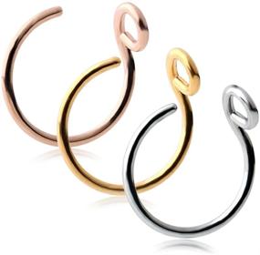 img 4 attached to 💎 Ruifan Surgical Steel Tribal Fake Faux Clip On Earrings Nose Hoop Ring | Body Jewelry Piercing Unisex | 20G 5/16"(8mm) | Pack of 1-3PCS