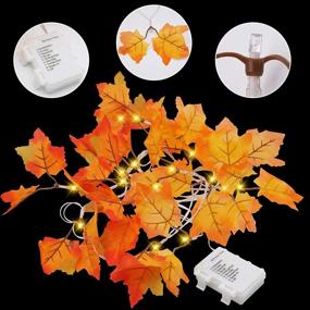 img 3 attached to Vibrant 2 Pack Thanksgiving Maple Leaves String Light: 14.7 Ft, 40 LED Warm Lights, 8 Blinking Modes – Autumn Harvest & Holiday Décor for Home