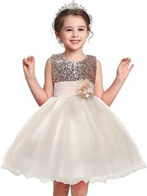 img 4 attached to 🌸 Sequin Flower Girls' Dresses - Super Fairy Girls' Clothing