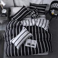 🛏️ lamejor набор дуве - чехол размера queen - простота черно-белая полосатая узор оборотной стороны роскошный мягкий комплект постельного белья с чехлом для одеяла и 2 подушками логотип