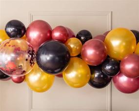 img 2 attached to 🧙 Riles & Bash Magic Wizard School Balloons Garland Arch Kit - 141 Piece - Burgundy, Black and Gold Balloons for Parties and Celebrations