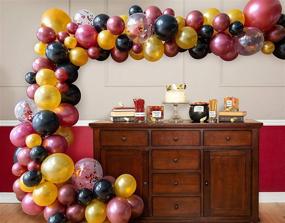 img 1 attached to 🧙 Riles & Bash Magic Wizard School Balloons Garland Arch Kit - 141 Piece - Burgundy, Black and Gold Balloons for Parties and Celebrations