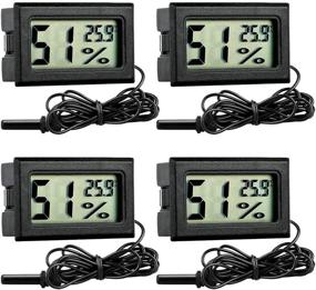 img 4 attached to 4-Pack GuDoQi Mini Hygrometer Thermometer with Probe - LCD Digital Temperature Humidity Meter for Fish Tank, Aquariums, Marine Reptile Incubator, Poultry, Greenhouse
